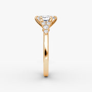 Radiant Cut - Plain Band - Cluster Ring - 14 K Gold